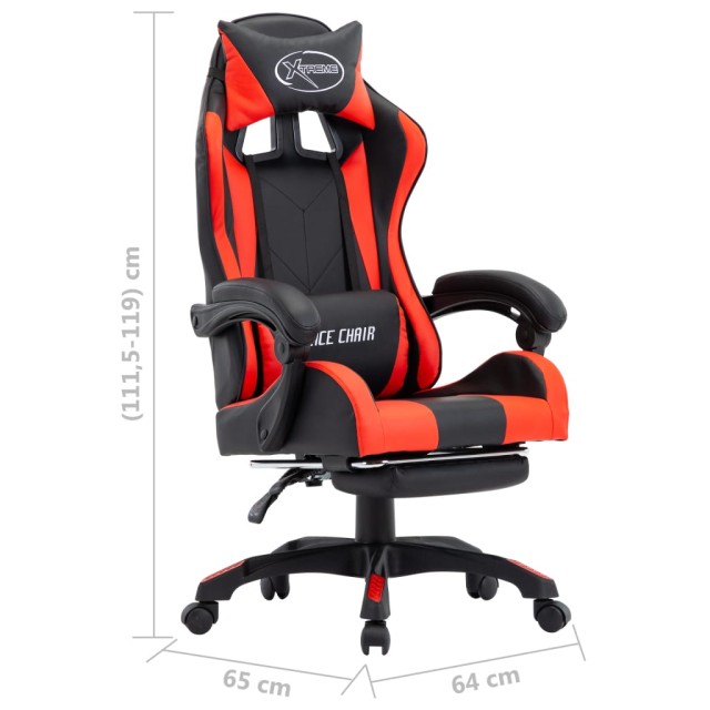 Fauteuil de jeux vidéo et repose-pied Rouge et noir Similicuir
