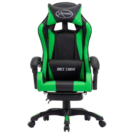 Fauteuil de jeux vidéo avec repose-pied Vert et noir Similicuir
