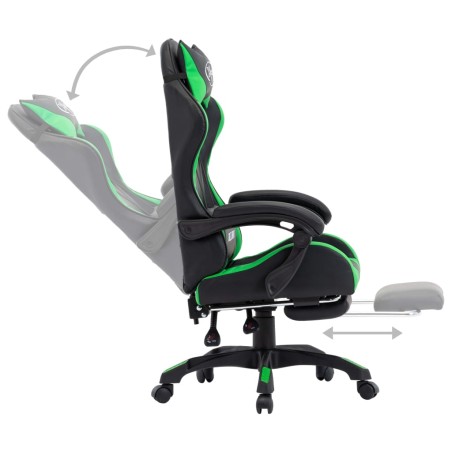 Fauteuil de jeux vidéo avec repose-pied Vert et noir Similicuir