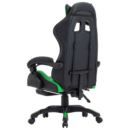 Fauteuil de jeux vidéo avec repose-pied Vert et noir Similicuir