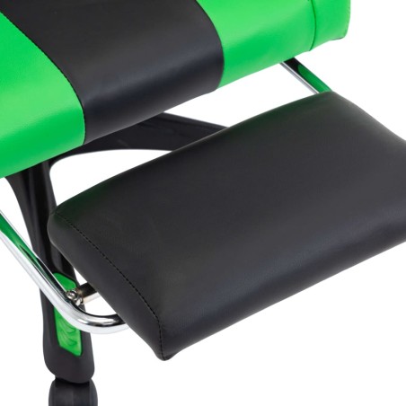 Fauteuil de jeux vidéo avec repose-pied Vert et noir Similicuir
