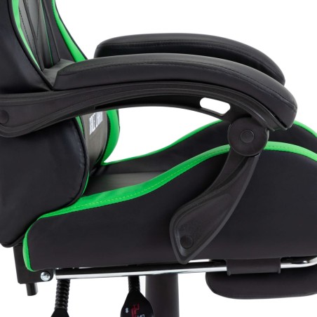 Fauteuil de jeux vidéo avec repose-pied Vert et noir Similicuir