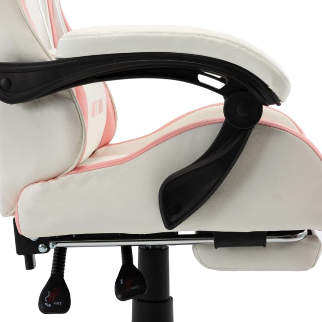 Fauteuil de jeux vidéo et repose-pied Rose et blanc Similicuir