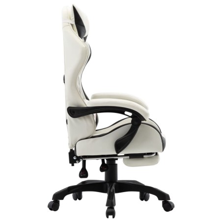 Fauteuil de jeux vidéo et repose-pied Noir et blanc Similicuir