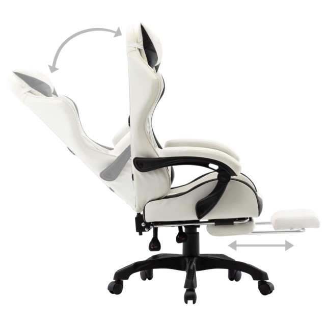 Fauteuil de jeux vidéo et repose-pied Noir et blanc Similicuir