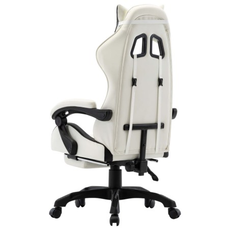 Fauteuil de jeux vidéo et repose-pied Noir et blanc Similicuir
