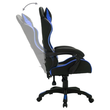 Fauteuil de jeux vidéo avec LED RVB Bleu et noir Similicuir