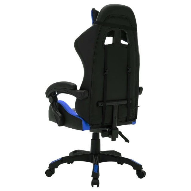 Fauteuil de jeux vidéo avec LED RVB Bleu et noir Similicuir