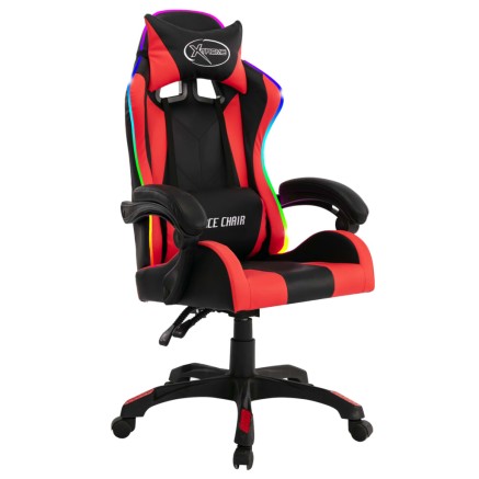 Fauteuil de jeux vidéo avec LED RVB Rouge et noir Similicuir 2