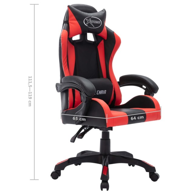 Fauteuil de jeux vidéo avec LED RVB Rouge et noir Similicuir