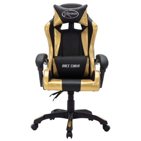 Fauteuil de jeux vidéo avec LED RVB Doré et noir Similicuir