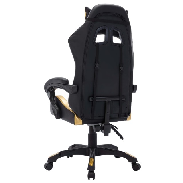 Fauteuil de jeux vidéo avec LED RVB Doré et noir Similicuir