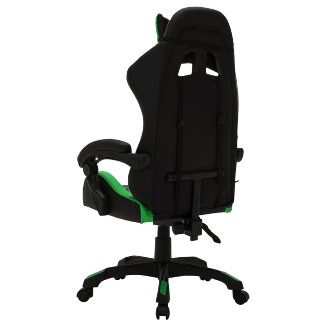 Fauteuil de jeux vidéo avec LED RVB Vert et noir Similicuir