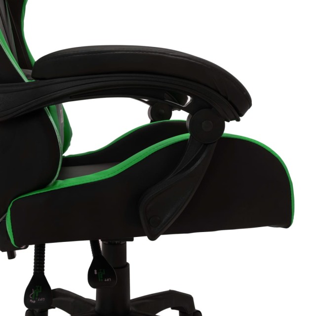 Fauteuil de jeux vidéo avec LED RVB Vert et noir Similicuir