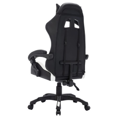 Fauteuil de jeux vidéo avec LED RVB Blanc et noir Similicuir