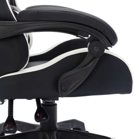 Fauteuil de jeux vidéo avec LED RVB Blanc et noir Similicuir