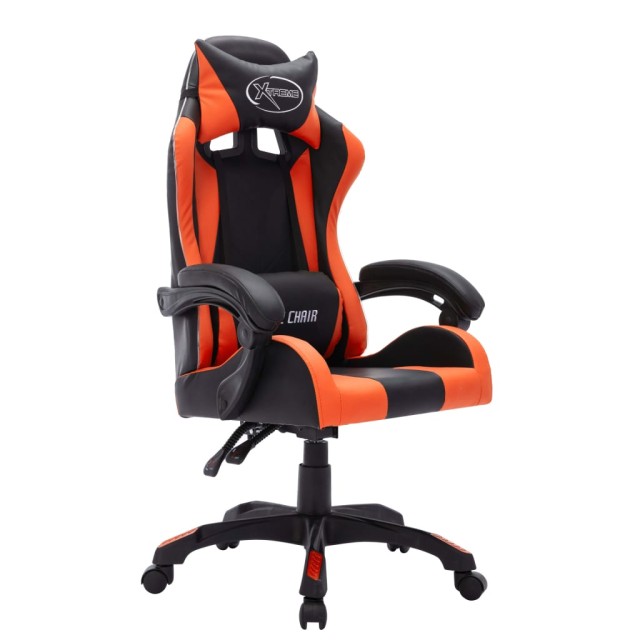 Fauteuil de jeux vidéo avec LED RVB Orange et noir Similicuir