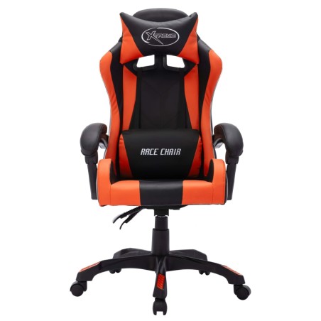 Fauteuil de jeux vidéo avec LED RVB Orange et noir Similicuir