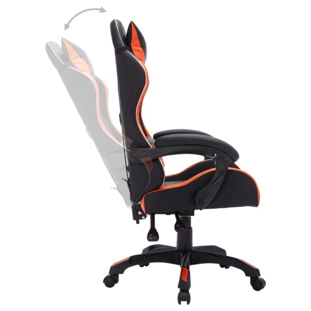 Fauteuil de jeux vidéo avec LED RVB Orange et noir Similicuir