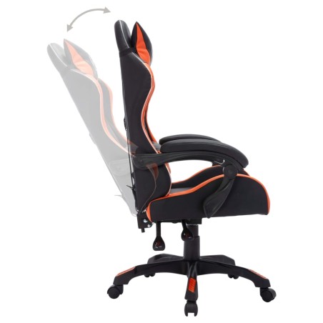 Fauteuil de jeux vidéo avec LED RVB Orange et noir Similicuir