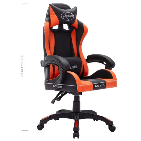 Fauteuil de jeux vidéo avec LED RVB Orange et noir Similicuir