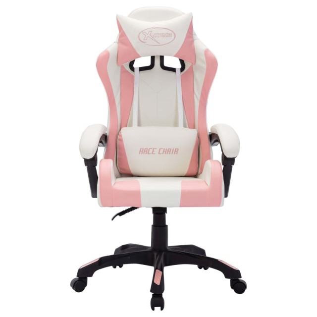 Fauteuil de jeux vidéo avec LED RVB Rose et noir Similicuir