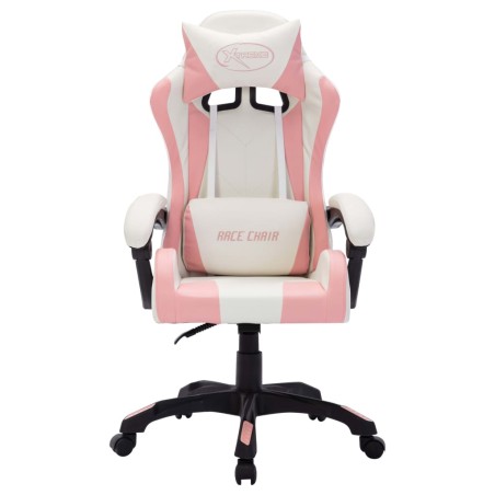 Fauteuil de jeux vidéo avec LED RVB Rose et noir Similicuir