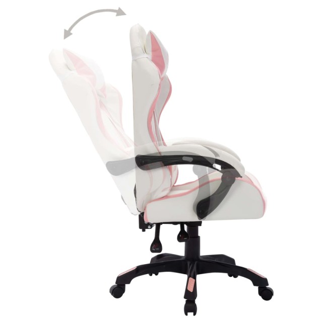 Fauteuil de jeux vidéo avec LED RVB Rose et noir Similicuir