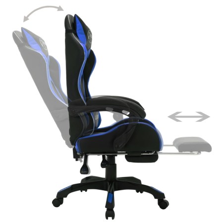 Fauteuil de jeux vidéo avec LED RVB Bleu et noir Similicuir
