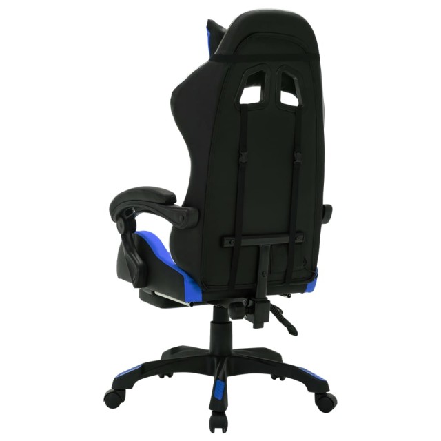 Fauteuil de jeux vidéo avec LED RVB Bleu et noir Similicuir
