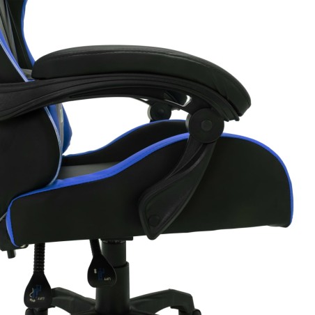 Fauteuil de jeux vidéo avec LED RVB Bleu et noir Similicuir