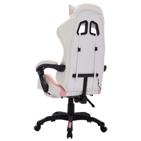 Fauteuil de jeux vidéo avec LED RVB Rose et blanc Similicuir