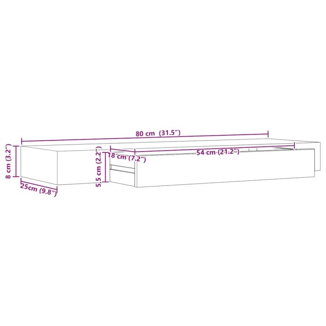 Étagère murale flottante avec tiroir Noir 80x25x8 cm