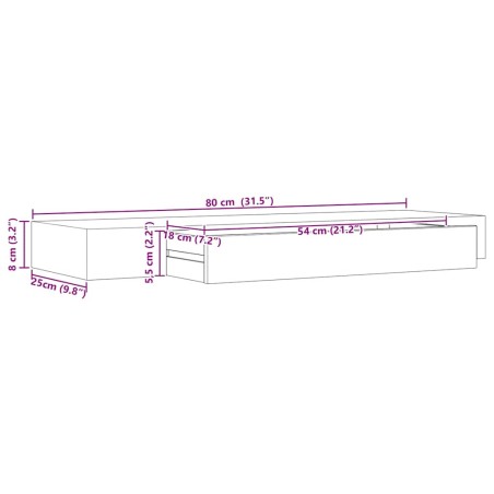 Étagère murale flottante avec tiroir Noir 80x25x8 cm
