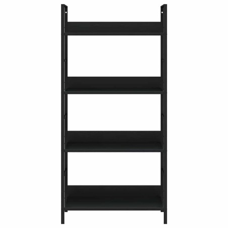 Bibliothèque à 4 niveaux noir 60x27,6x124,5cm bois d'ingénierie