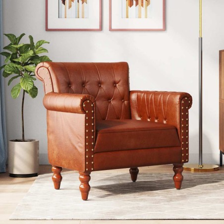 Fauteuil Marron Cuir de chèvre véritable