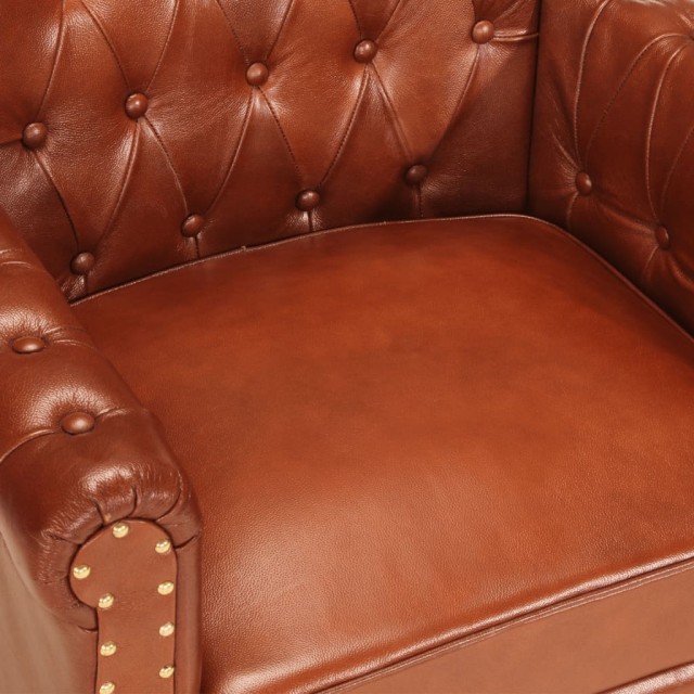 Fauteuil Marron Cuir de chèvre véritable