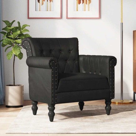 Fauteuil Noir Cuir de chèvre véritable