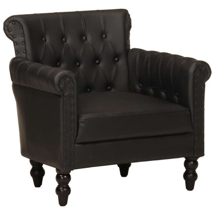 Fauteuil Noir Cuir de chèvre véritable 2