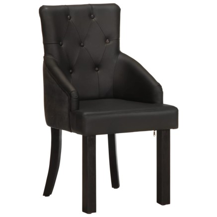 Chaises à manger lot de 2 noir cuir de chèvre véritable 2
