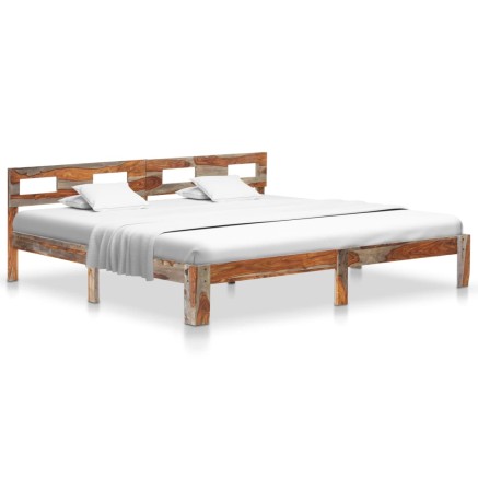 Cadre de lit sans matelas bois massif 200x200 cm