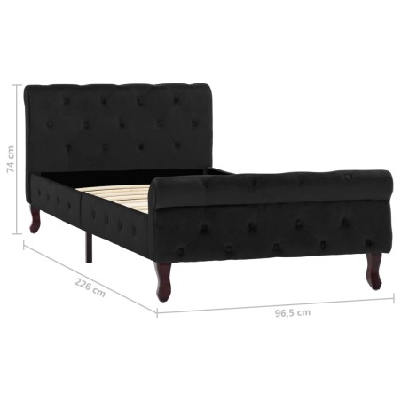 Cadre de lit sans matelas noir velours 90x200 cm