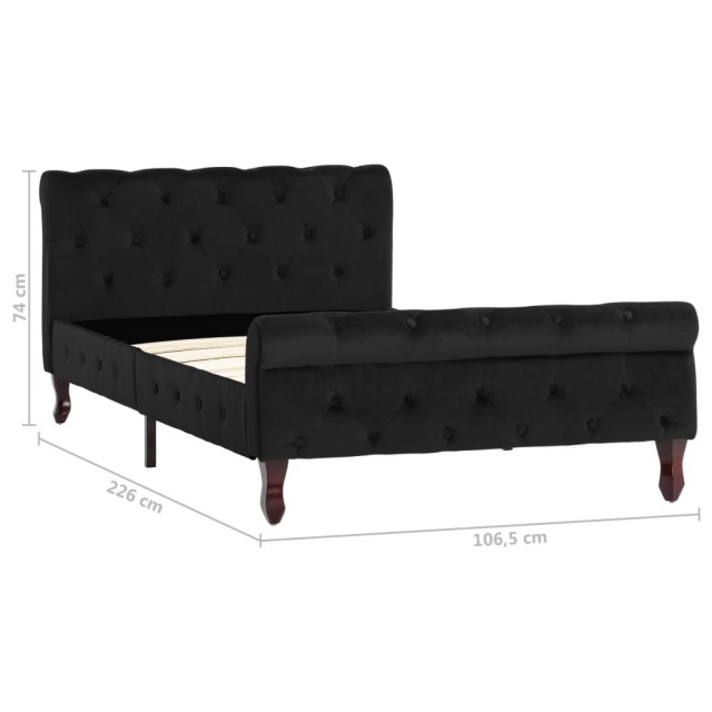 Cadre de lit sans matelas noir velours 100x200 cm