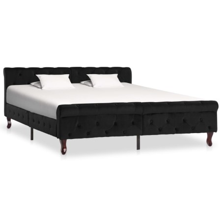 Cadre de lit sans matelas noir velours 160x200 cm