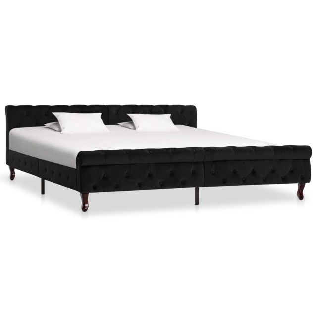 Cadre de lit sans matelas noir velours 200x200 cm