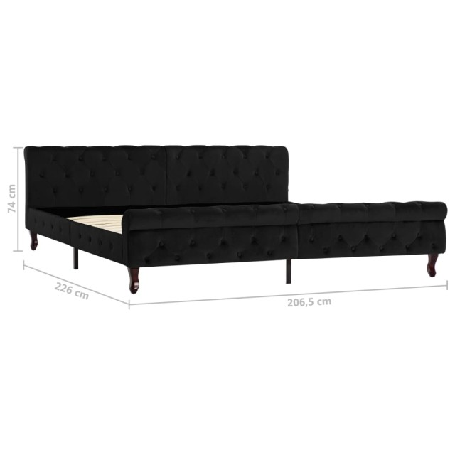 Cadre de lit sans matelas noir velours 200x200 cm
