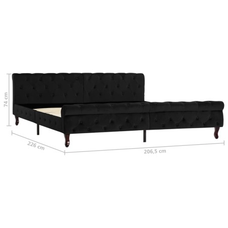 Cadre de lit sans matelas noir velours 200x200 cm