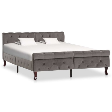 Cadre de lit sans matelas gris velours 140x200 cm