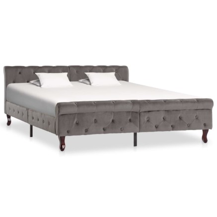 Cadre de lit sans matelas gris velours 160x200 cm