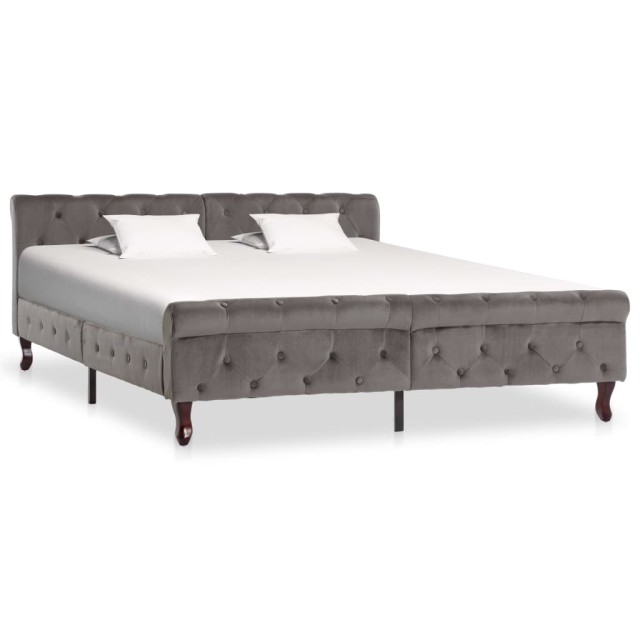 Cadre de lit sans matelas gris velours 160x200 cm